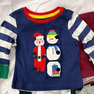 Mini Boden Kids Long Sleeve Shirt - Navy with Santa and Snowman